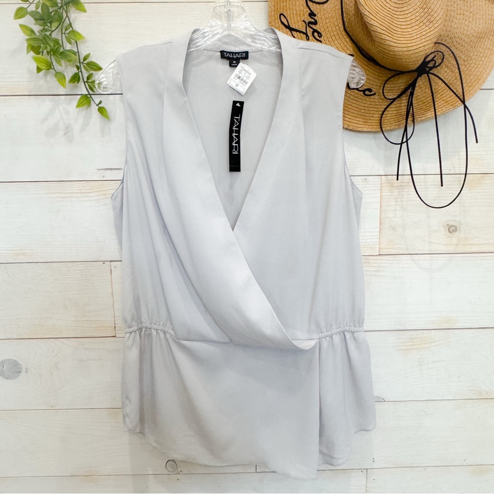 Tahari Light Gray Sleeveless Top Medium M - Picture 2 of 11
